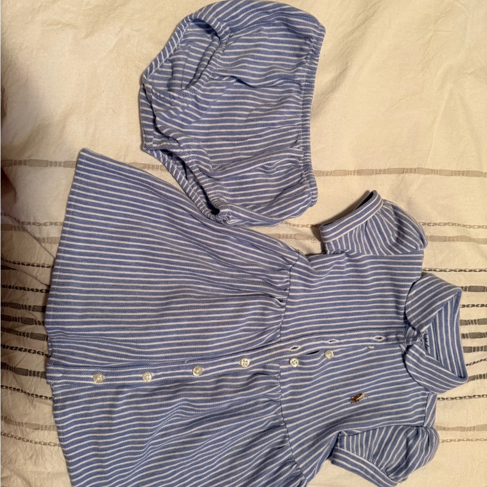 Polo by Ralph Lauren Blue Striped Kids Casual Dress